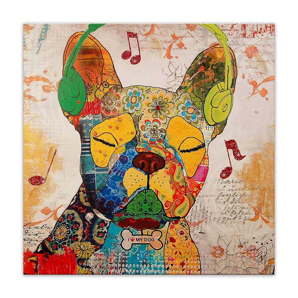 ADM Quadro Bouledogue Francese Pop Art giallo AS362X1