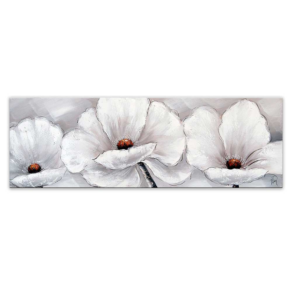 ADM AS306X1 - Quadro Moderno Fiori Bianchi Dipinto a Mano su Tela