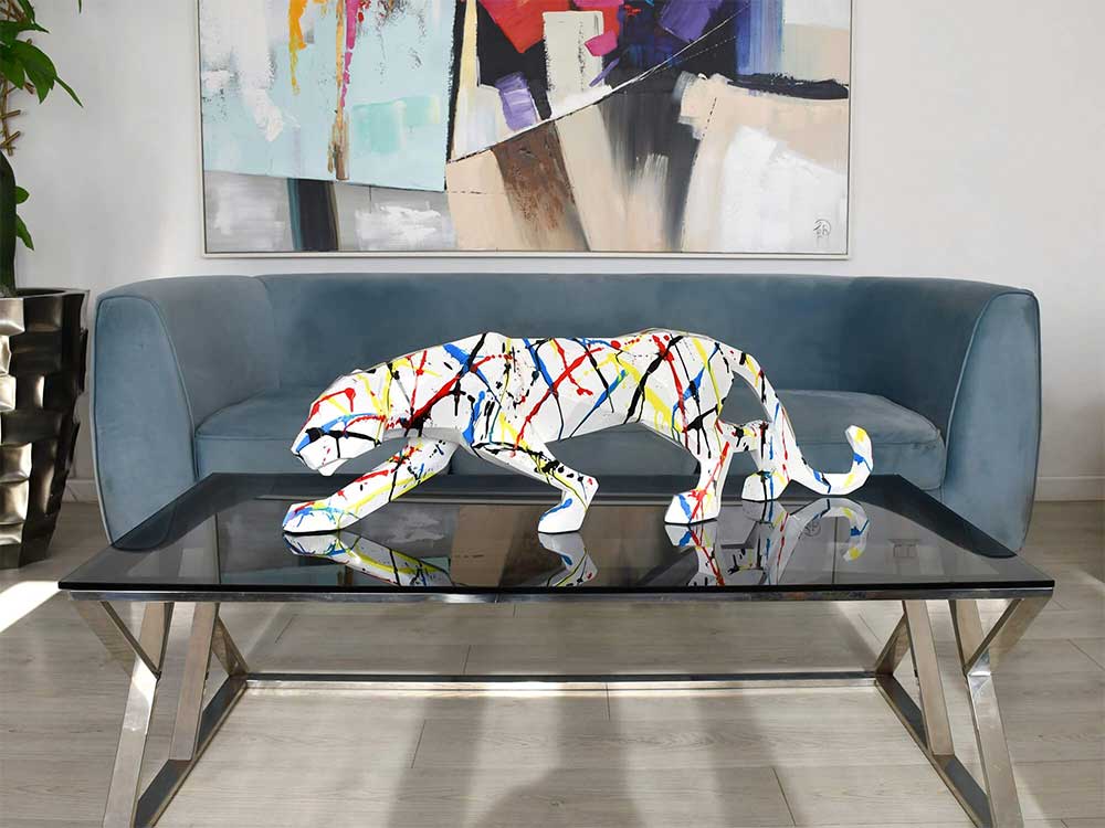 ADM Scultura Pantera Sfaccettata Grande Multicolore D9932PZ1