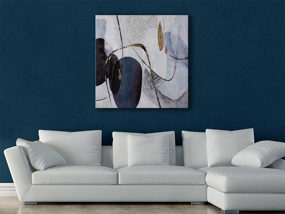 ADM Quadro Astratto Grigio e Nero con Inserti Metallo AS466X1