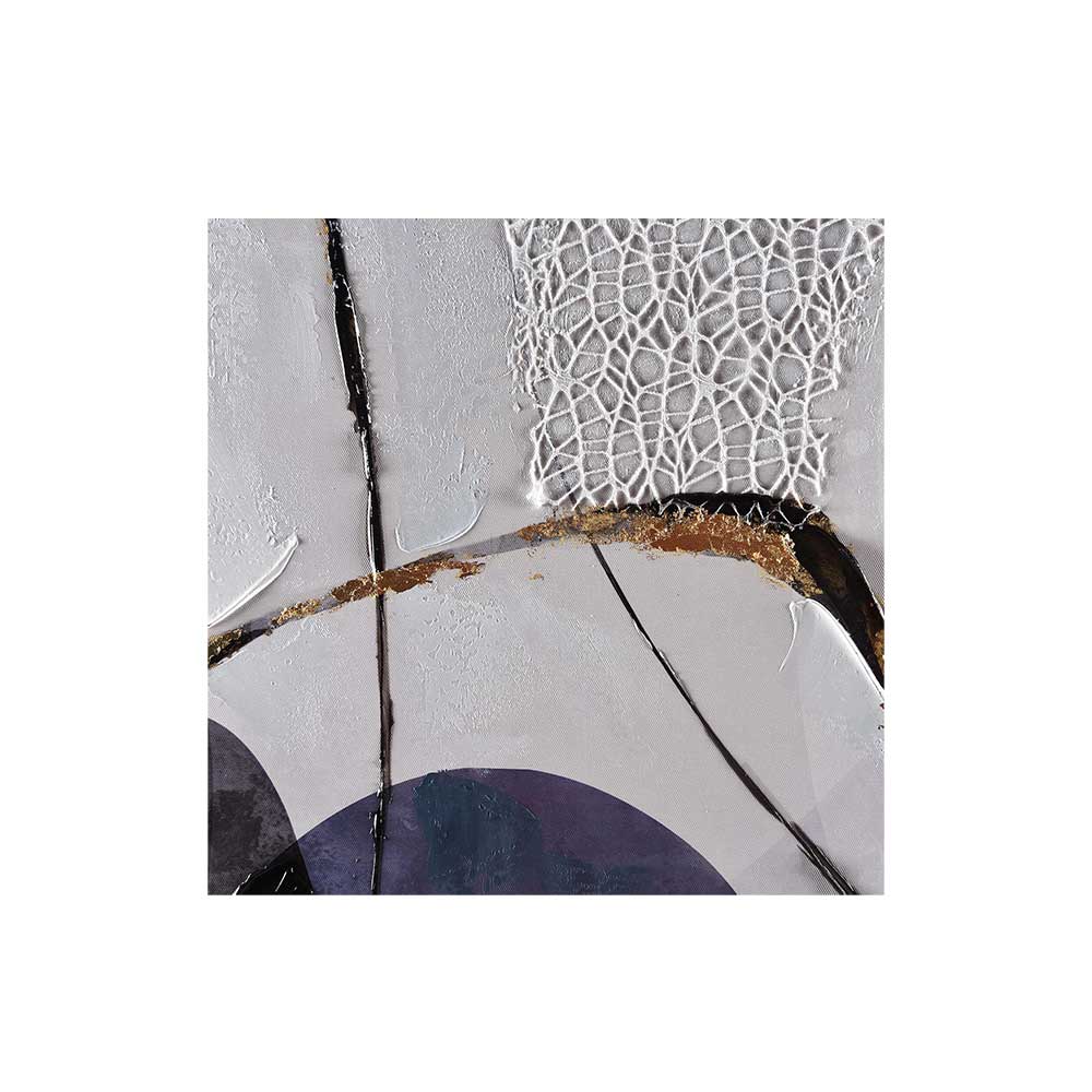 ADM Quadro Astratto Grigio e Nero con Inserti Metallo AS466X1