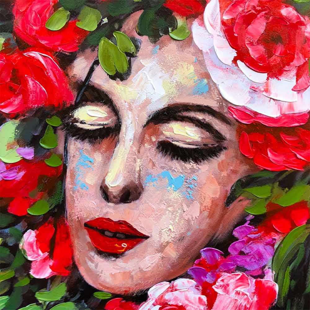 Agave | Quadro Moderno Ritratto Donna: Demetra 70x100 Dipinto a Mano