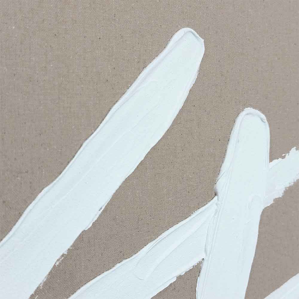 Agave - Quadro Astratto "Cross" 60x80: Pittura Materica Bianca su Sfondo Neutro