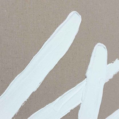 Agave - Quadro Astratto "Cross" 60x80: Pittura Materica Bianca su Sfondo Neutro
