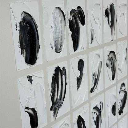 Quadri Astratti Agave: Peirce 100x100 Dipinto a Mano - Bianco Nero, Omaggio Charles Peirce