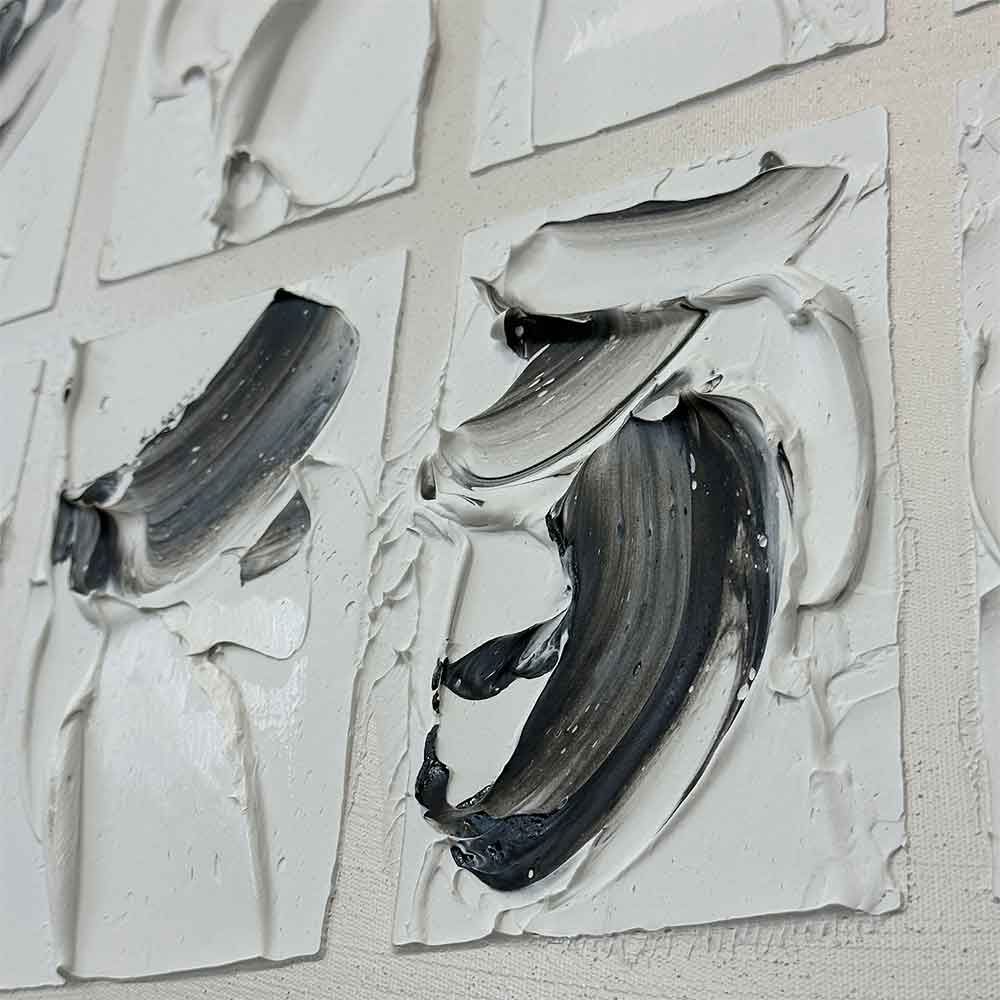 Quadri Astratti Agave: Peirce 100x100 Dipinto a Mano - Bianco Nero, Omaggio Charles Peirce