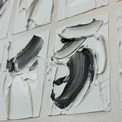 Quadri Astratti Agave: Peirce 100x100 Dipinto a Mano - Bianco Nero, Omaggio Charles Peirce