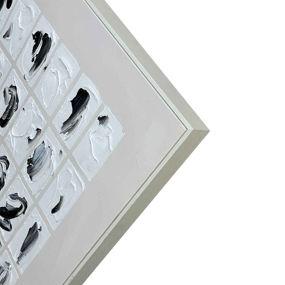 Quadri Astratti Agave: Peirce 100x100 Dipinto a Mano - Bianco Nero, Omaggio Charles Peirce