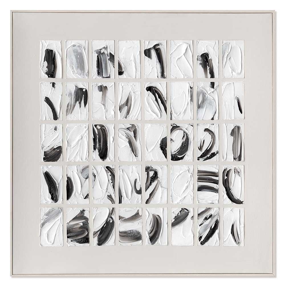 Quadri Astratti Agave: Peirce 100x100 Dipinto a Mano - Bianco Nero, Omaggio Charles Peirce