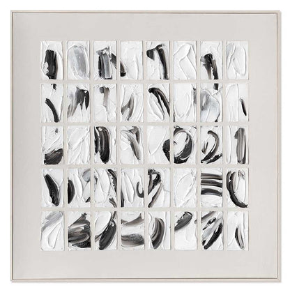 Quadri Astratti Agave: Peirce 100x100 Dipinto a Mano - Bianco Nero, Omaggio Charles Peirce