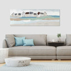 Agave | Quadro Dipinto a Mano "Sea Village" 150x50 - Agave e Mare