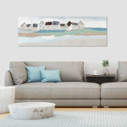 Agave | Quadro Dipinto a Mano "Sea Village" 150x50 - Agave e Mare