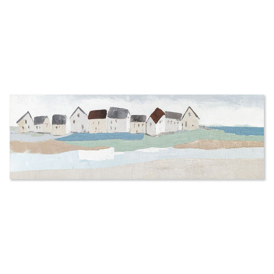 Agave | Quadro Dipinto a Mano "Sea Village" 150x50 - Agave e Mare