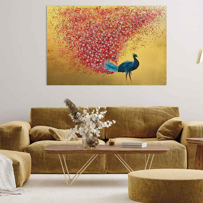 Agave | Segnali d'amore 120x80: Quadro Dipinto a Mano Moderno Pavone