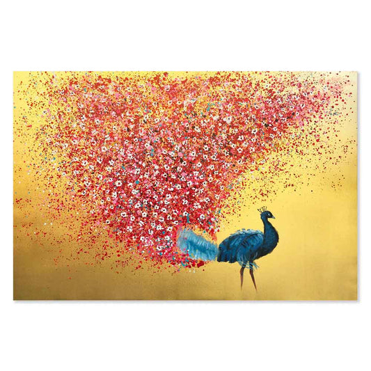 Agave | Segnali d'amore 120x80: Quadro Dipinto a Mano Moderno Pavone
