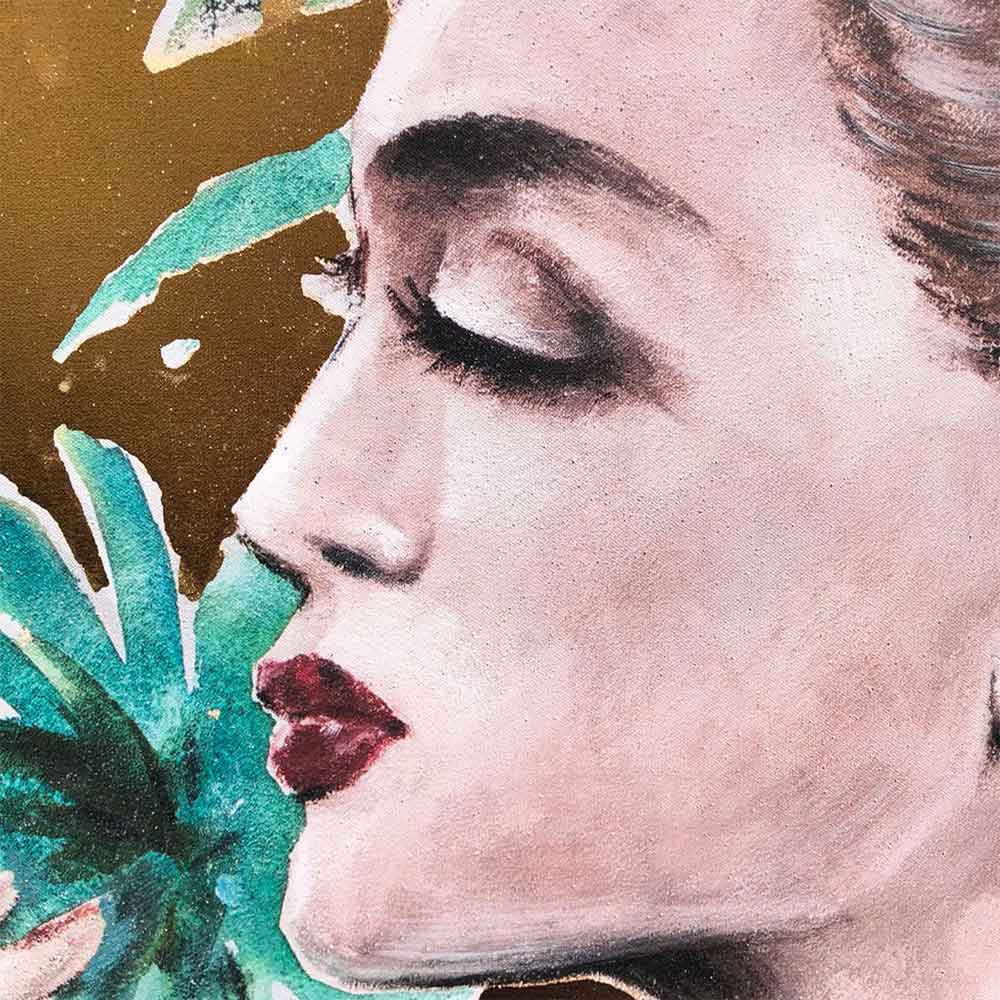 Agave | Quadro Figurativo "Tropical chic" 90x120 - Donna e Fiori Tropicali
