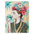 Agave | Quadro Figurativo "Tropical chic" 90x120 - Donna e Fiori Tropicali