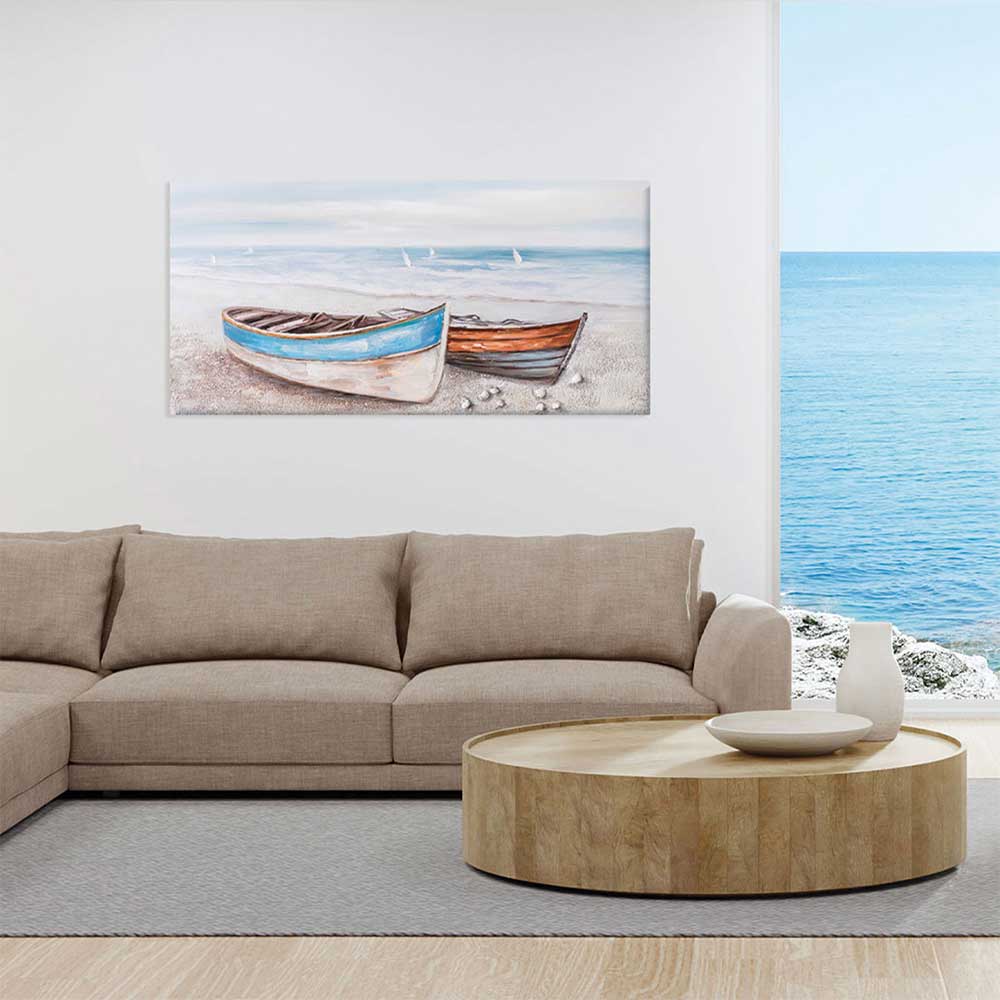 Agave Quadro Dipinto a Mano "Risacca" 140x70 - Quadro Mare