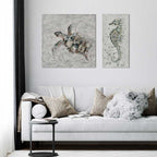 Agave | Tortoise 60x60: Quadro Dipinto a Mano Stile Marino