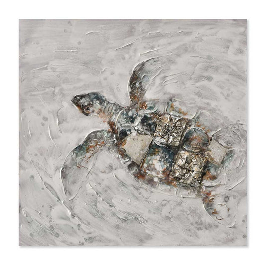Agave | Tortoise 60x60: Quadro Dipinto a Mano Stile Marino