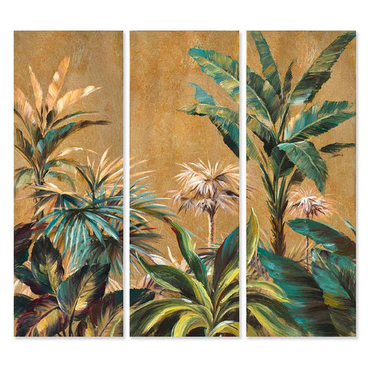 Agave Quadri Dipinti a Mano "Clorofilla" - Set 3 pz 40x120 - Natura