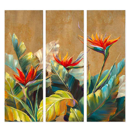 Agave Quadri Dipinti a Mano "Sterlizie" - Set 3 pz 40x120 - Natura