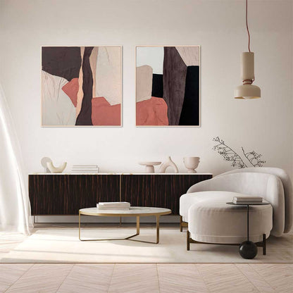 Agave - Patchwork 2 80x100: Quadro Astratto Materico con Tessuto