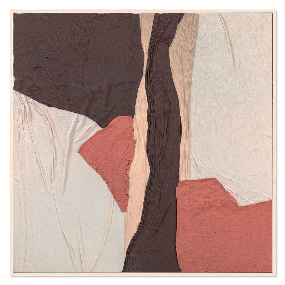 Agave - Patchwork 1 100x100: Quadro Astratto Materico con Tessuto