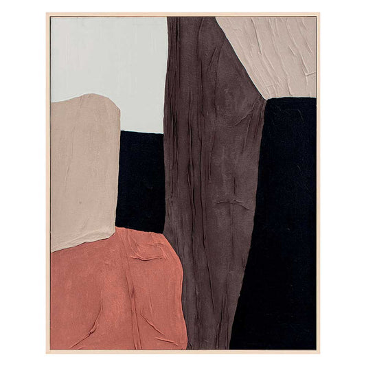 Agave - Patchwork 2 80x100: Quadro Astratto Materico con Tessuto