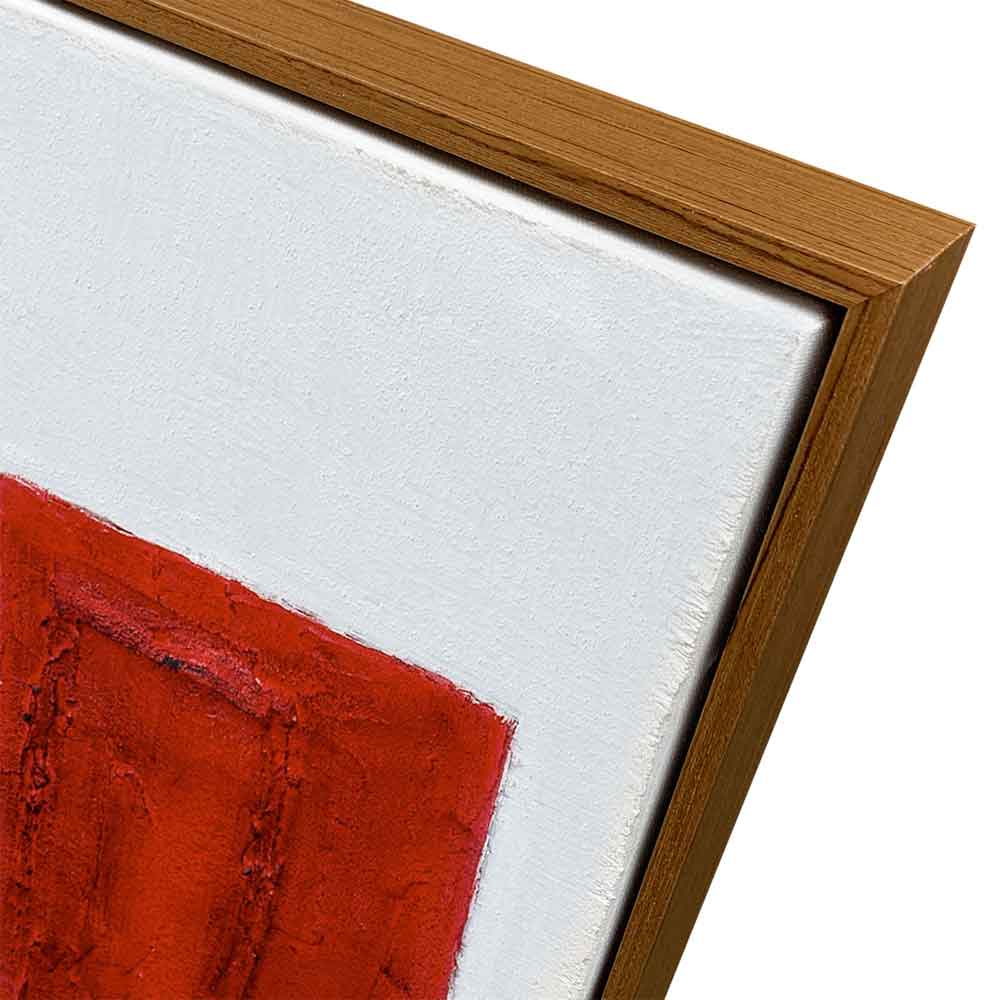Agave - Racing Red 80x100: Quadro Astratto Dipinto a Mano Neoplasticismo