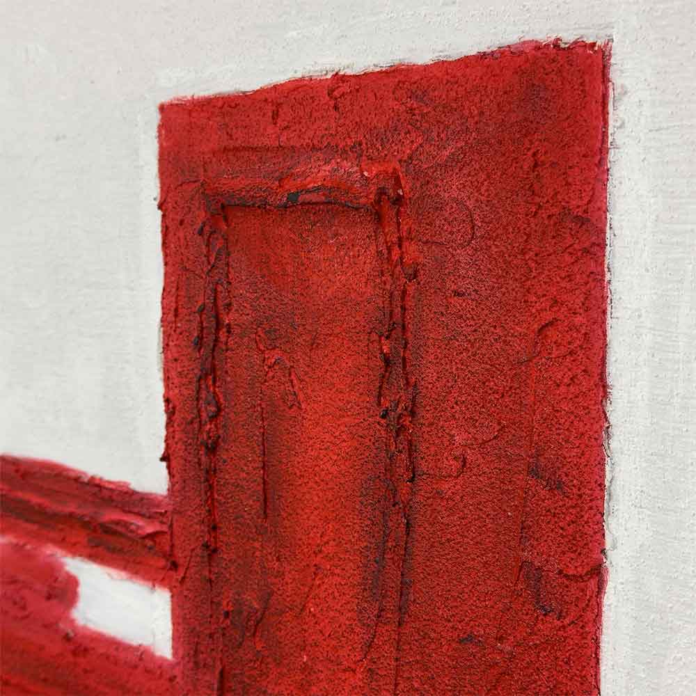 Agave - Racing Red 80x100: Quadro Astratto Dipinto a Mano Neoplasticismo