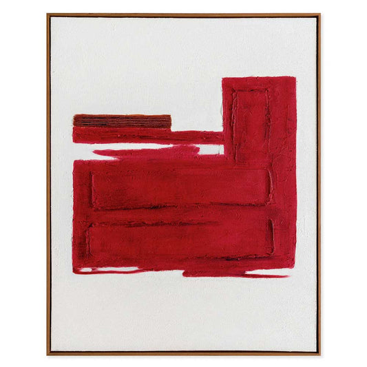 Agave - Racing Red 80x100: Quadro Astratto Dipinto a Mano Neoplasticismo