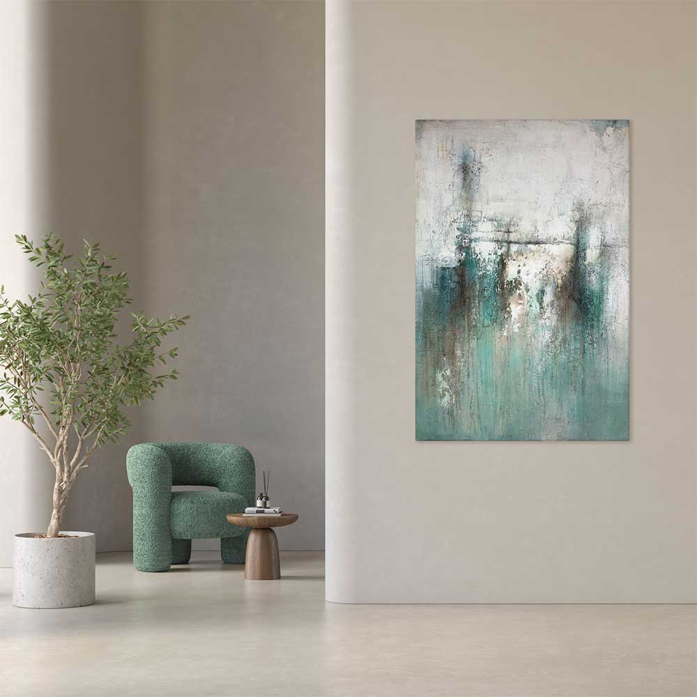 Agave Abstract Painting Teal 100x150
