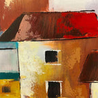 Agave - Quadro Marino "Borgo sul mare" Multicolore Dipinto a Mano