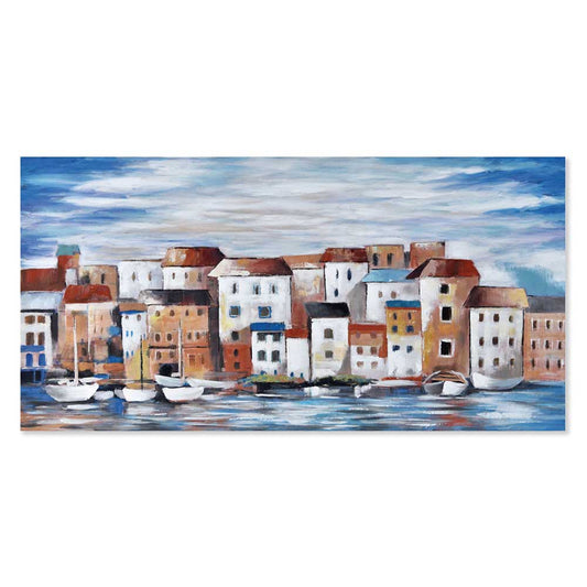 Agave - Quadro Marino "Borgo sul mare" Multicolore Dipinto a Mano