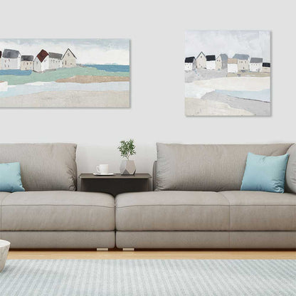 Agave Quadro Dipinto a Mano "Ocean Town" 80x80 - Quadri Mare