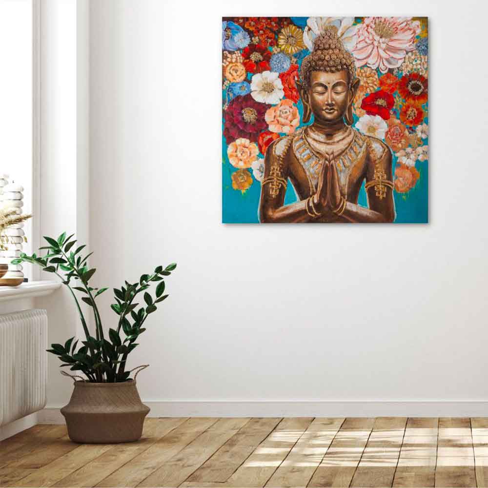 Agave Quadro Dipinto a Mano "Siddharta" 100x100 - Figurativo Moderno
