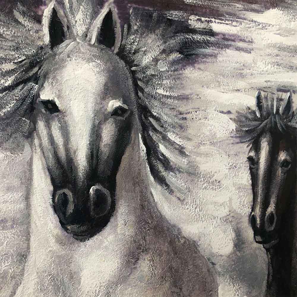 Agave Quadro Dipinto a Mano "Wild horses" 150x100 - Cavalli al Galoppo