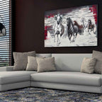 Agave Quadro Dipinto a Mano "Wild horses" 150x100 - Cavalli al Galoppo