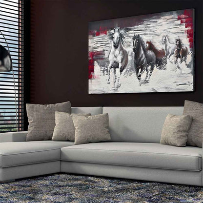 Agave Quadro Dipinto a Mano "Wild horses" 150x100 - Cavalli al Galoppo