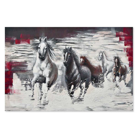 Agave Quadro Dipinto a Mano "Wild horses" 150x100 - Cavalli al Galoppo