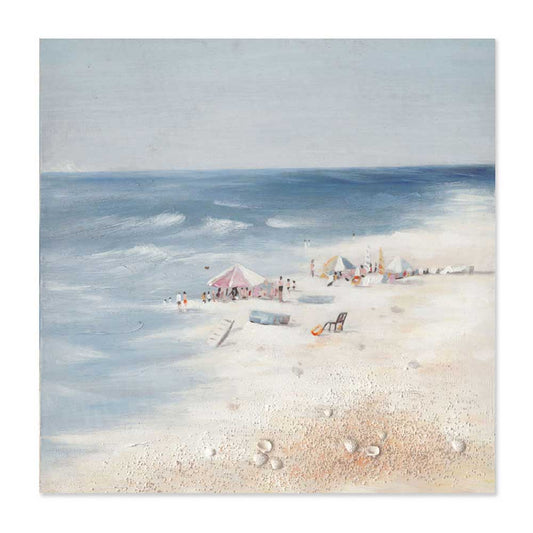 Agave: "Free beach" Scorcio di Spiaggia Dipinto su Tela 80x80
