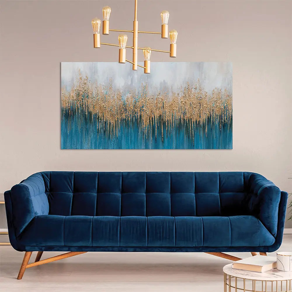Quadro Materico Blue Art Agave - Dipinto a Mano 150x70 cm