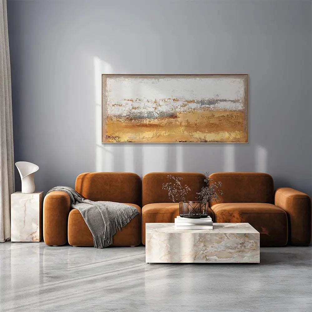 Quadro Materico Clay Agave - Dipinto a Mano su Tela 150x70 cm