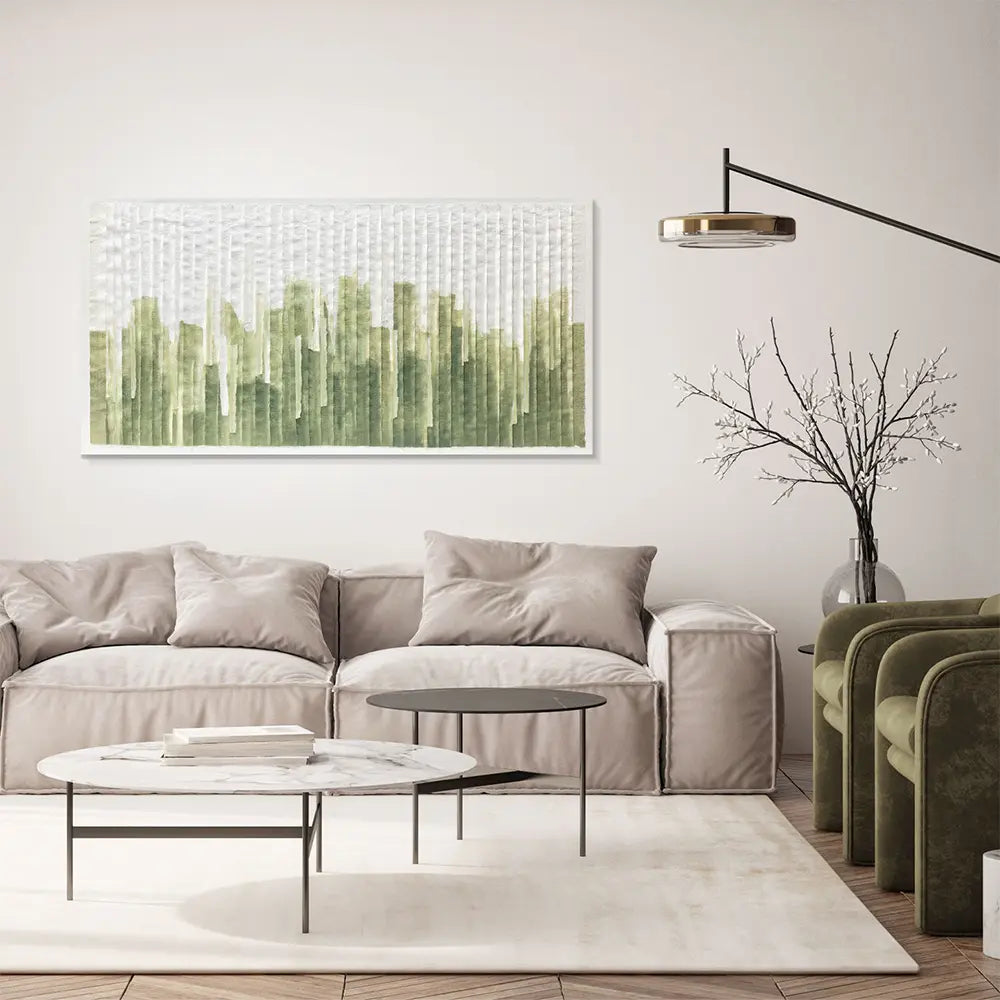 Quadro Materico Green Chart Agave - Dipinto a Mano 140x70 cm