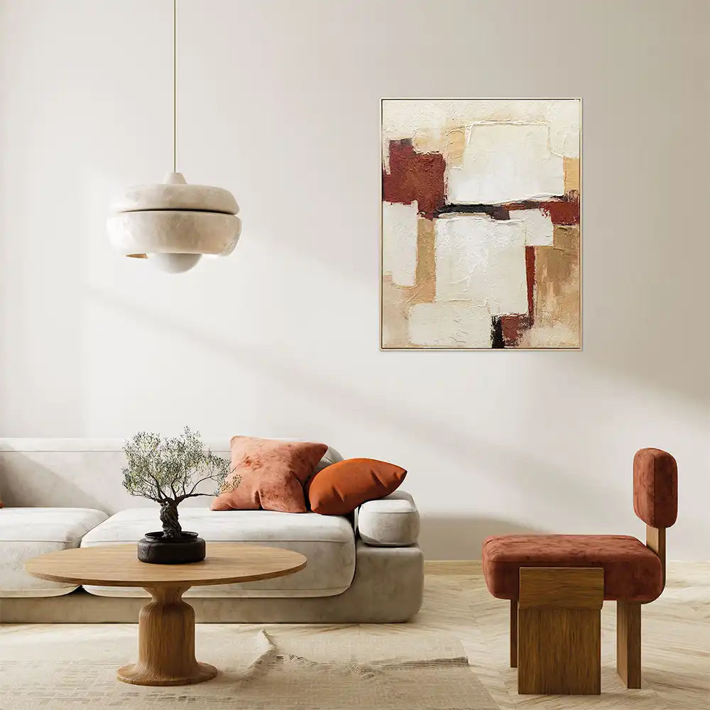 Agave | Quadro Astratto Moderno "Muscade" 80x100 con Cornice