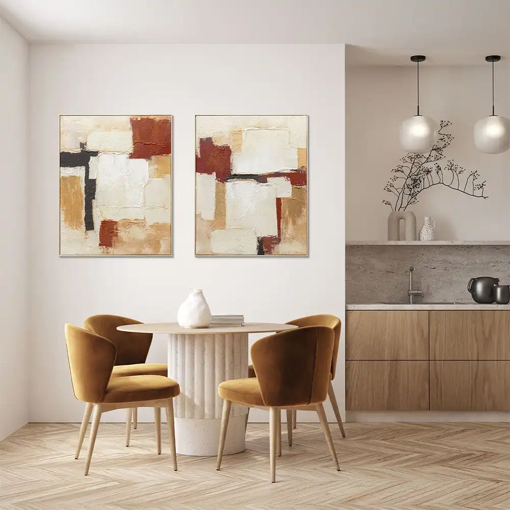 Agave | Quadro Astratto Moderno "Muscade" 80x100 con Cornice