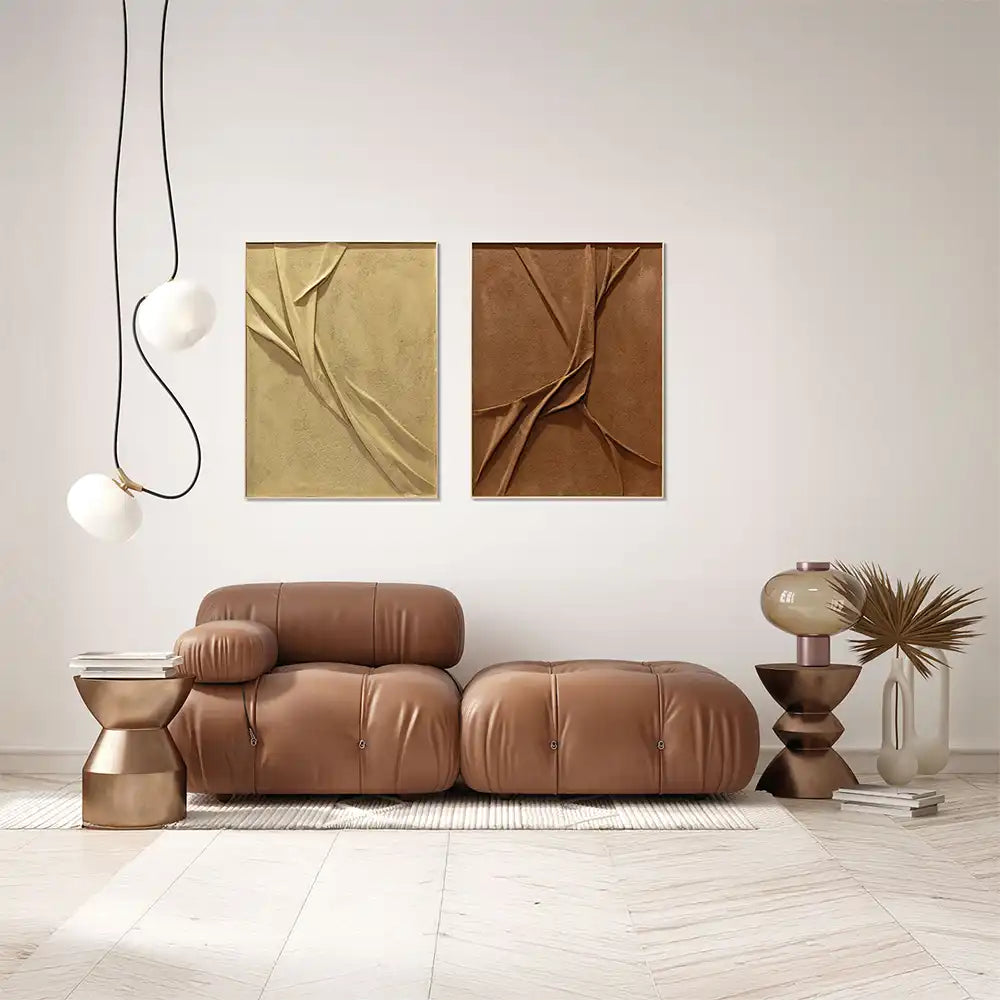 Agave | Quadro Astratto Moderno "Suede" 90x120 con Cornice