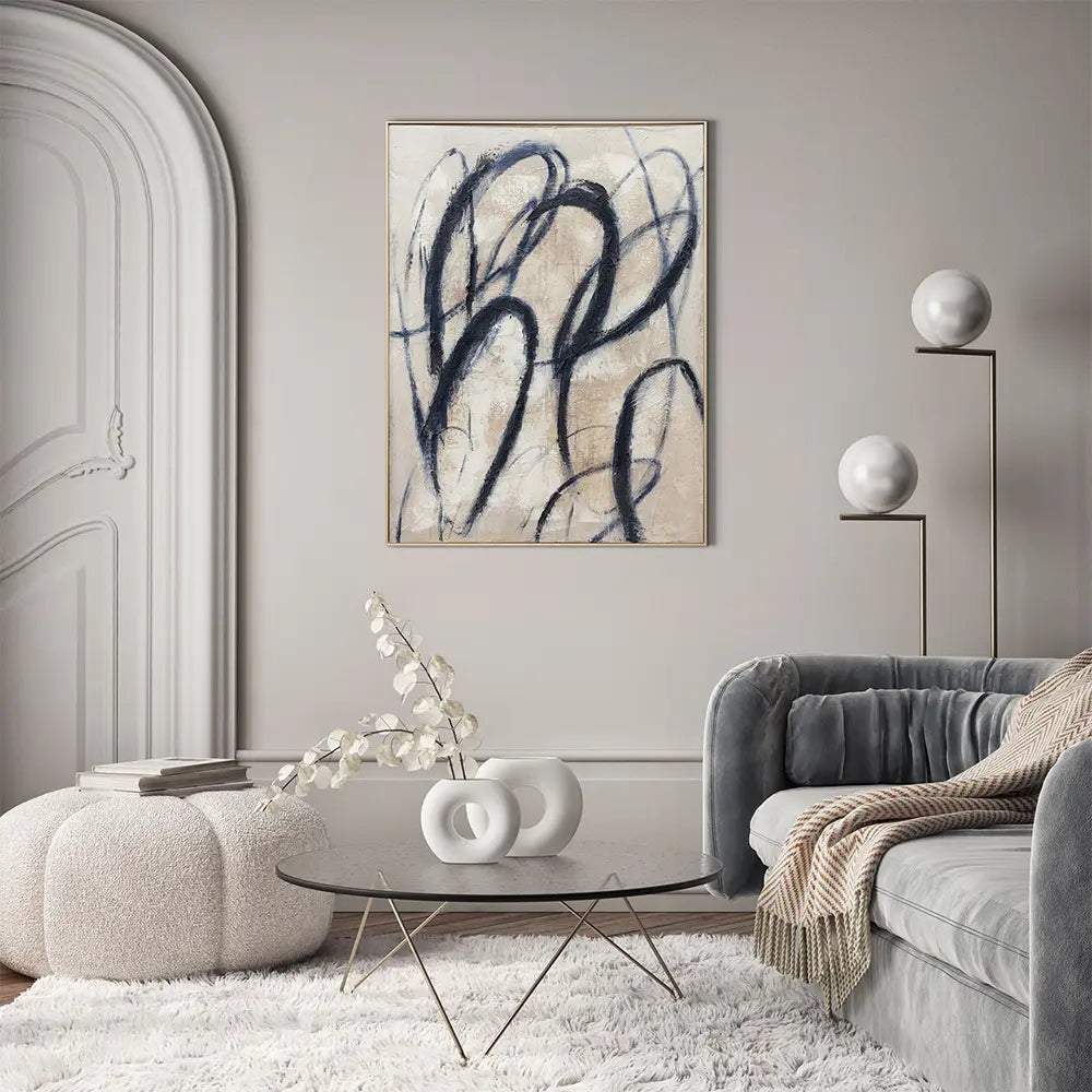 Quadro Materico Blue Billow Agave - Dipinto a Mano 90x120 cm