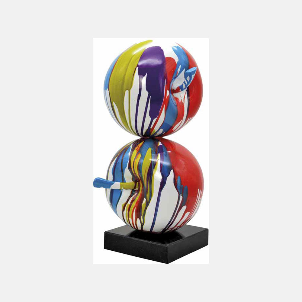 Ambienti Glamour Scultura 2 Pop Apples Pop Art H 47 cm Base Marmo Nero